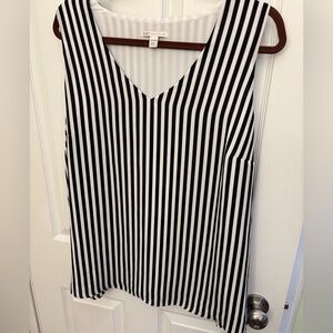Black and White Vertical Stripe V-Neck Tank Top.  Cato brand size 18/20w